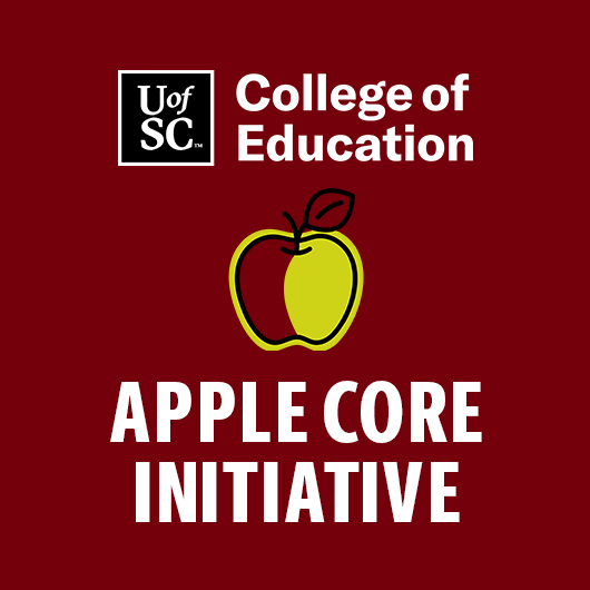 教育学院标志、苹果线条艺术形象及“apple Core Initiative”字样