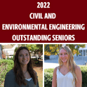 休斯和佩里的大头照，文字上写着2022年土木和环境工程优秀毕业生