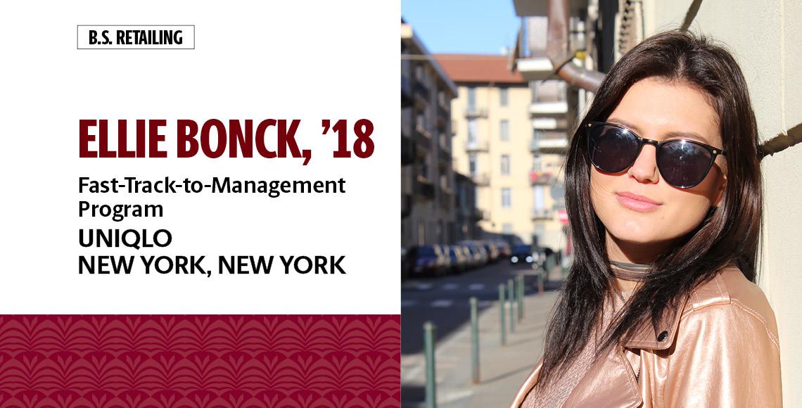 艾丽·邦克，18岁，零售学士学位，在纽约优衣库的快速通道管理项目中工作。