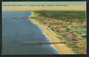 空气视图,显示码头,Myrtle海滩“美国最好的链,”1950年,南卡罗来纳明信片,南虎耳库