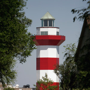 红白条纹灯塔在海松种植园